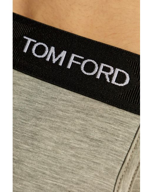 Tom Ford Gray Pack Of Two Logo Waistband Stretched Briefs for men