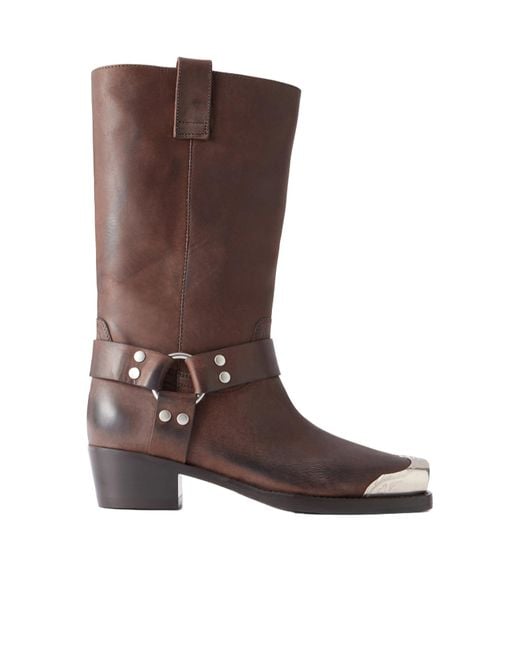 Paris Texas Brown Embellished Leather Ankle Boots