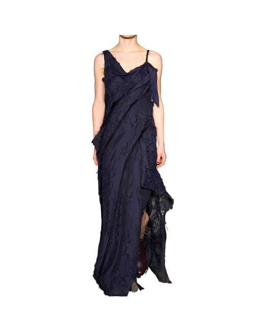 Jason Wu Blue Asymmetric Embroidered Maxi Dress