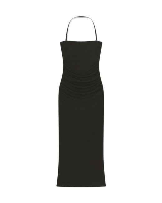 Nanushka Black Ruched Halterneck Midi Dress