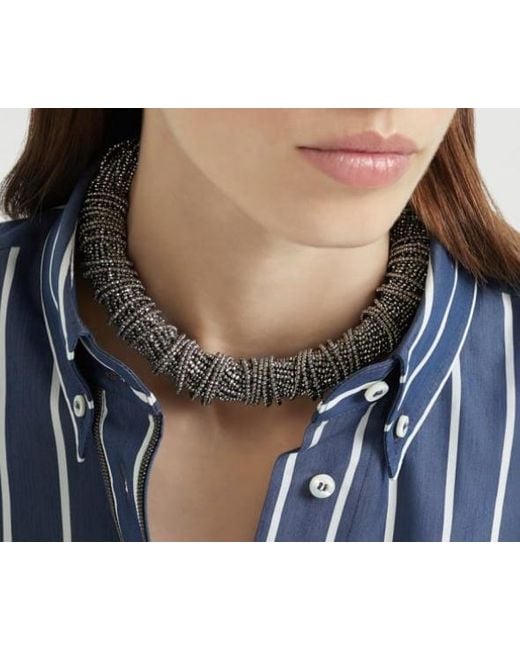 Brunello Cucinelli Metallic Vetro And Sterling Choker