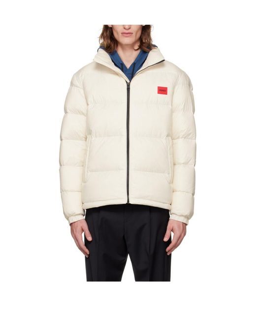 BOSS Logo Quilted Down Jacket in White for Men | Lyst
