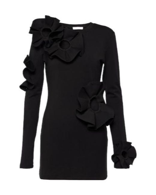 Area Black Cotton-Blend Mini Dress