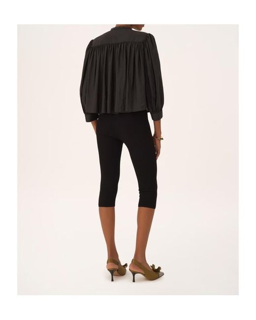Chloé Black Chloé Gathered Ruffle Top