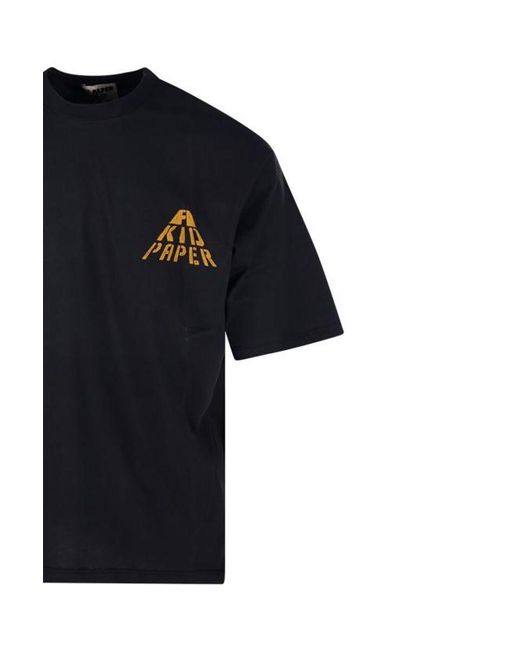 A PAPER KID Black Logo Cotton T-Shirt for men