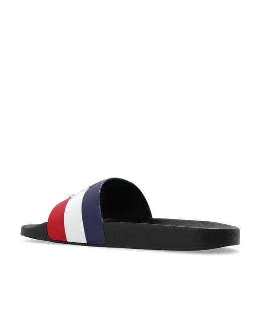 Moncler White Basile Logo Embossed Slides for men