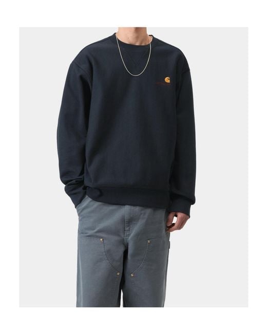 Carhartt Blue American Script Logo Sweatshirt for men