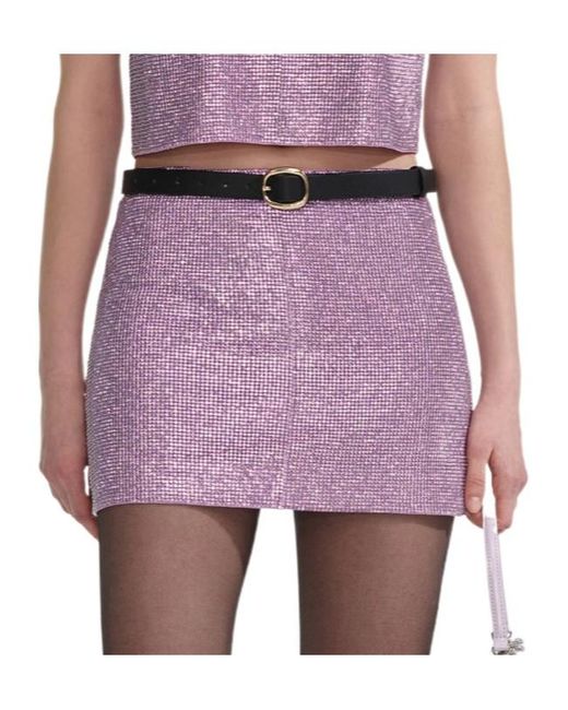Self-Portrait Purple Metallic Mesh Mini Skirt