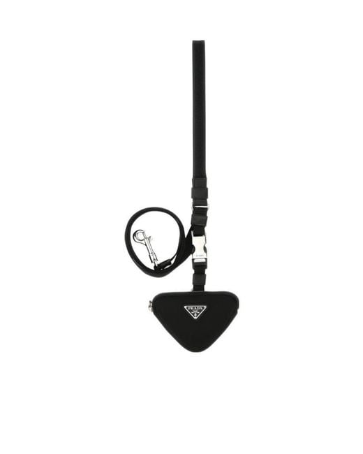 Prada White Logo Plaque Tape Leash for men