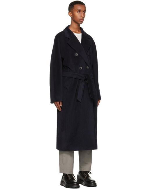 Max Mara Blue Madame Double-Breasted Belted Coat