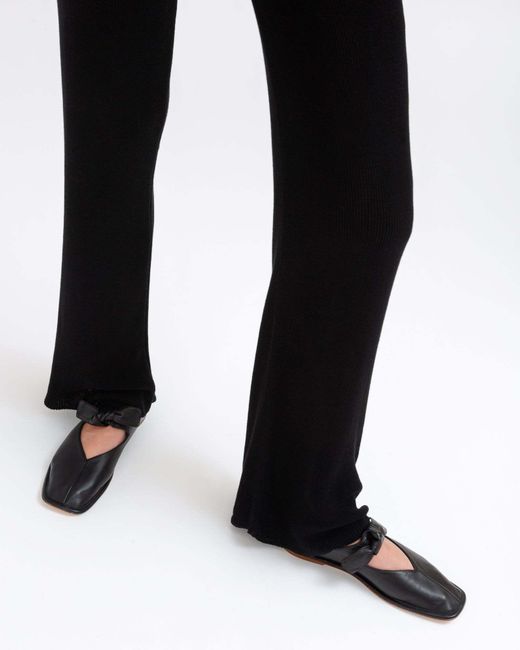 Hereu Black Llasada Square-Toe Ballet Flats