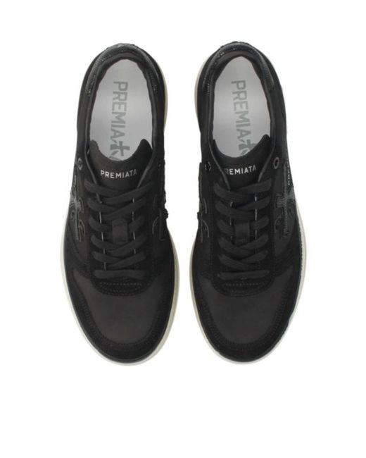 Premiata Black Lace-Up Platform Casual Shoes