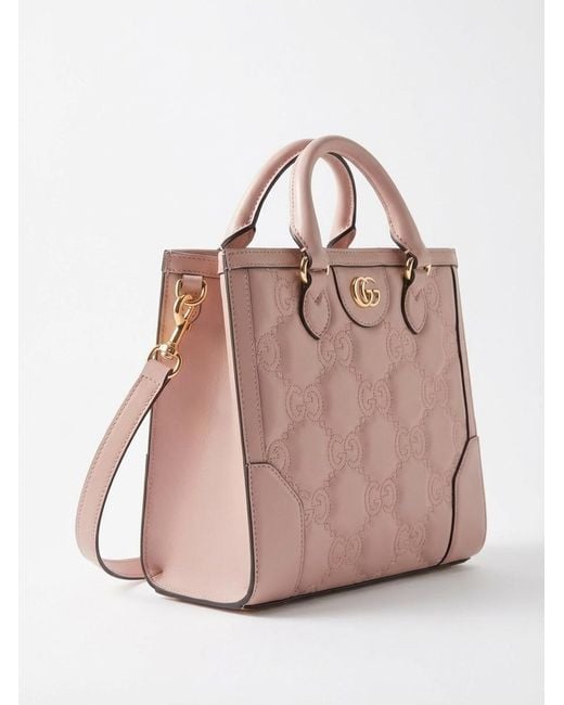 バッグ Gucci GG Canvas Leather Tote Bag Pink Gucci Gg Logo-Embossed Mini Tote Bag in Pink | Lyst