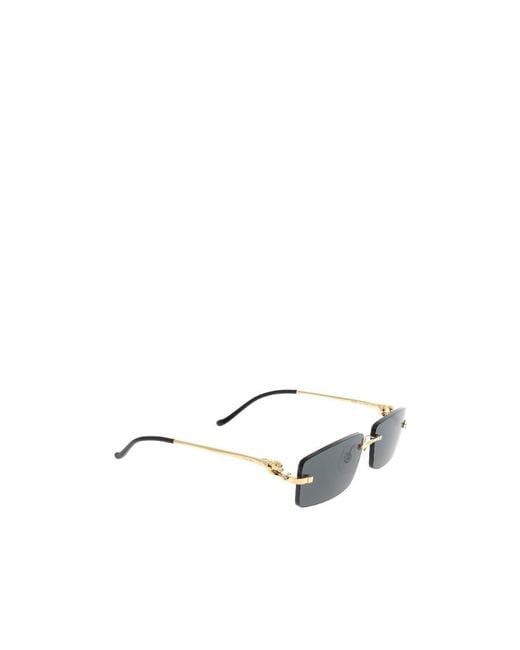 Cartier White Rectangular Rimless Sunglasses