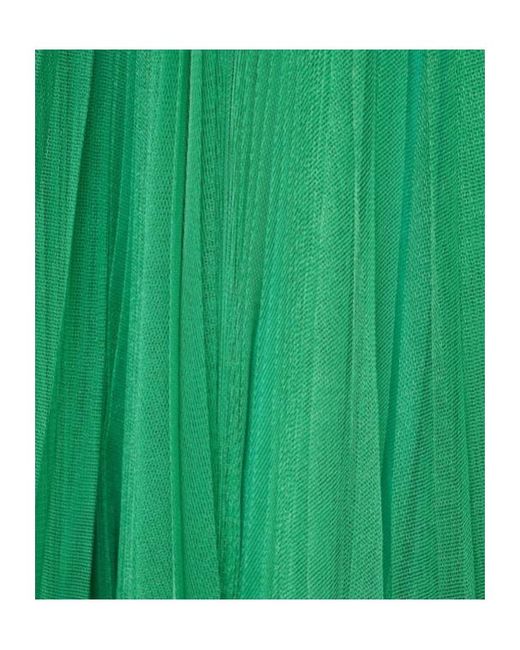 Maria Lucia Hohan Green Pleated Tulle Midi Dress W/ Low Back