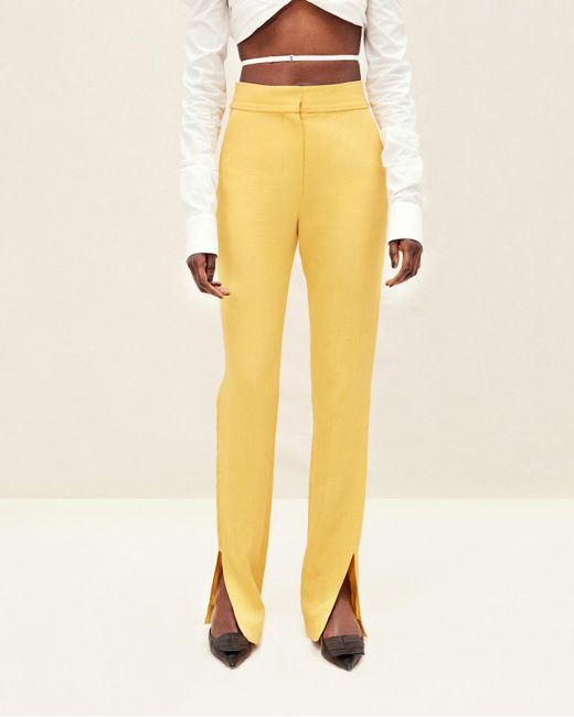 Jacquemus Yellow Le Pantalon Tibau High-Waisted Trousers