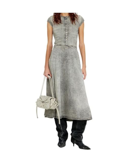 DIESEL Gray De-Annie-S2 Denim Full Skirt