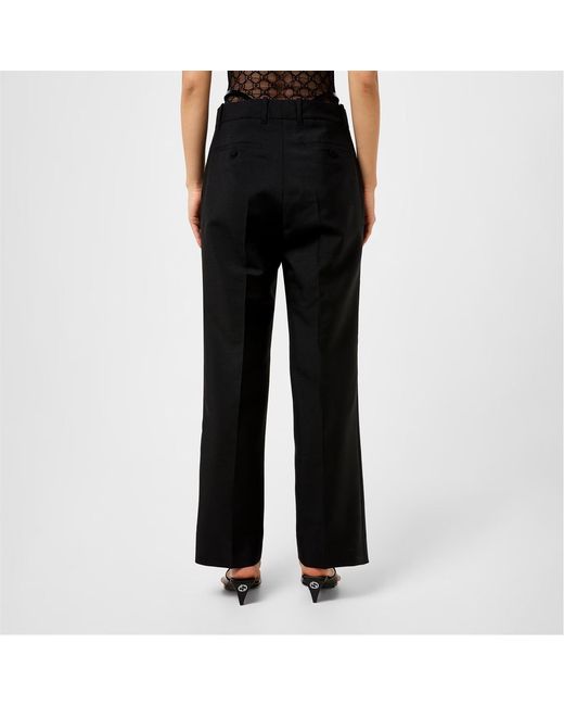 Gucci Black Plain Mohair Cutout Tailored Trousers