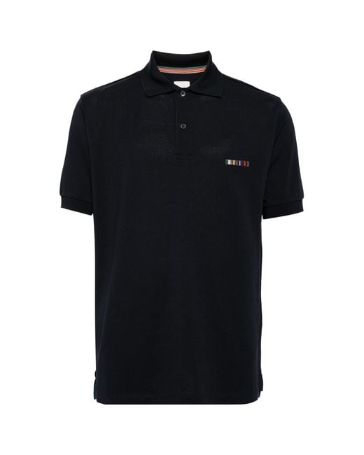 Paul Smith Black Stripe-Detailing Cotton Polo Shirt for men