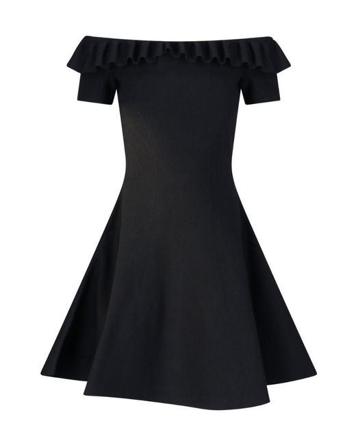 McQueen Black Off-Shoulder Mini Dress