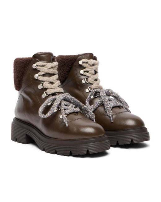 Stuart Weitzman Brown Hudson Lite Lace-Up Bootie