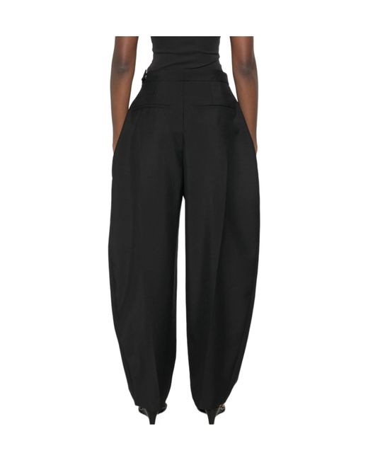 Rohe Black Pleated Wide-Leg Trousers