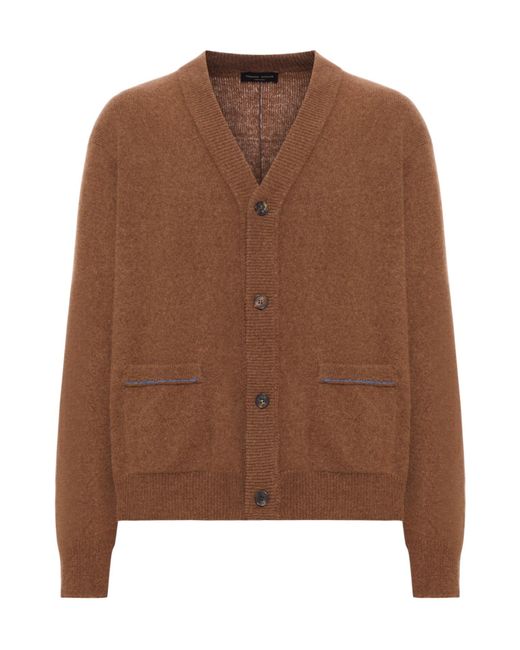Roberto Collina Brown Wool Buttoned Cardigan for men