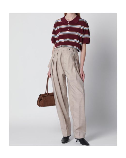DUNST Red Cropped Striped Polo T-Shirt