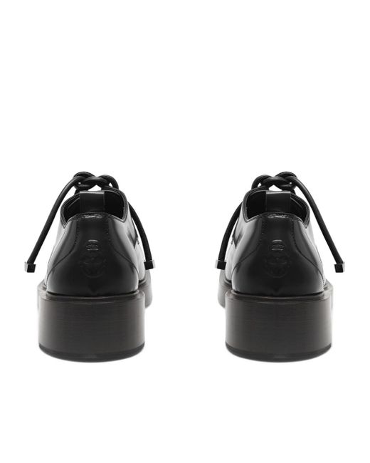 McQueen Black Round-Toe Lace-Up Derby Shoes for men