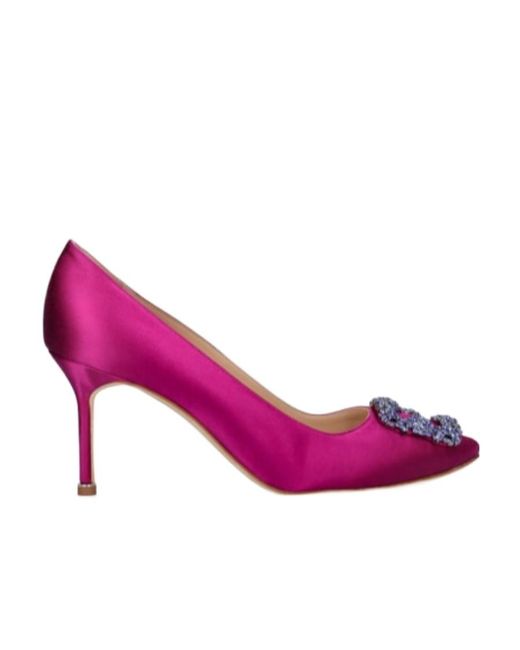 Manolo Blahnik Pink Hangisi Shallow-Mouth High Heels
