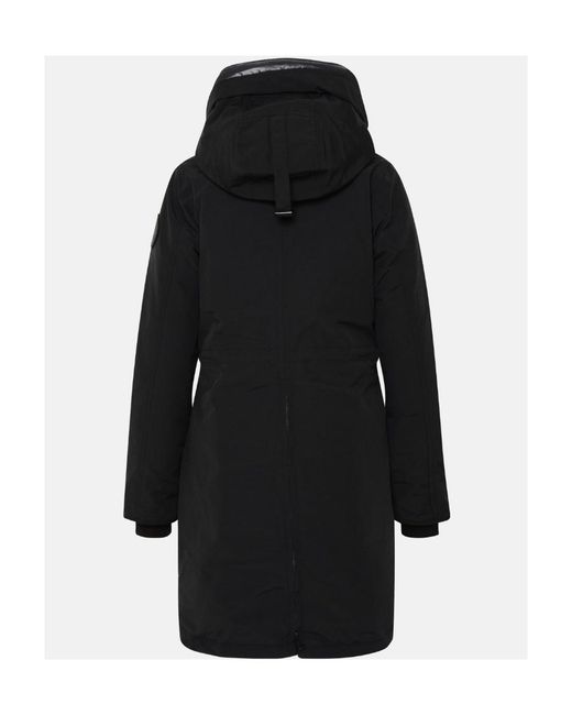 Canada Goose Black Hooded Logo-Patch Coat