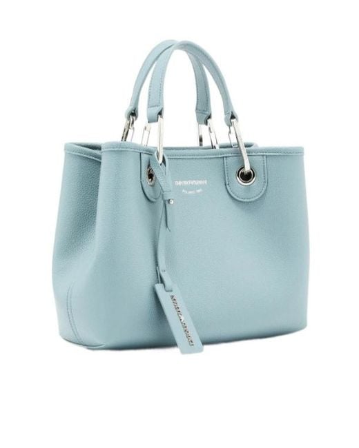 Emporio Armani Blue Logo-Detail Tote Bag
