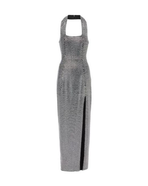 Area Gray Embellished Halterneck Gown