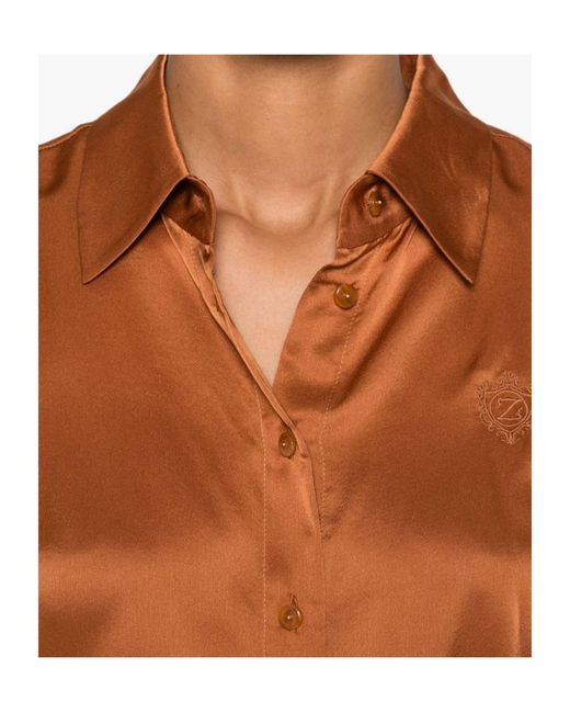 Zimmermann Orange Hypnotic Satin Shirt