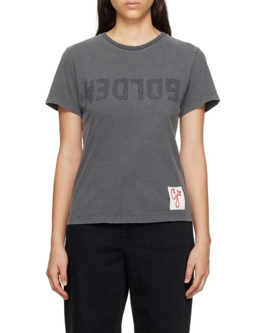 Golden Goose Deluxe Brand Purple Logo Printed Crewneck T-Shirt