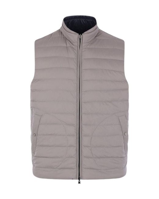 Herno Blue Zip-Up Reversible Gilet for men
