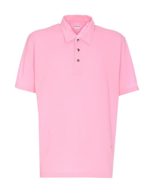 Bottega Veneta Pink Fine Jersey Polo Shirt for men