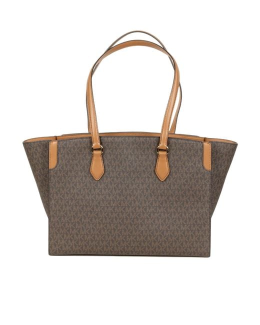 Michael Kors White Michael Becca Large Striped Signature Logo Tote Bag