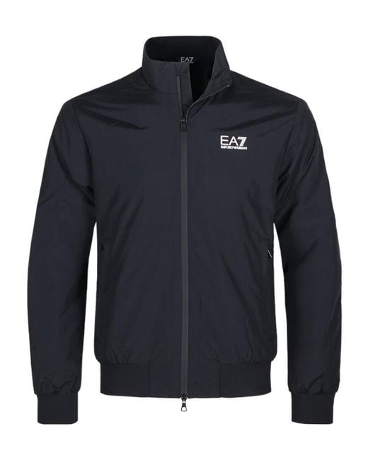 EA7 Blue Logo Printed Zipped Jacket for men
