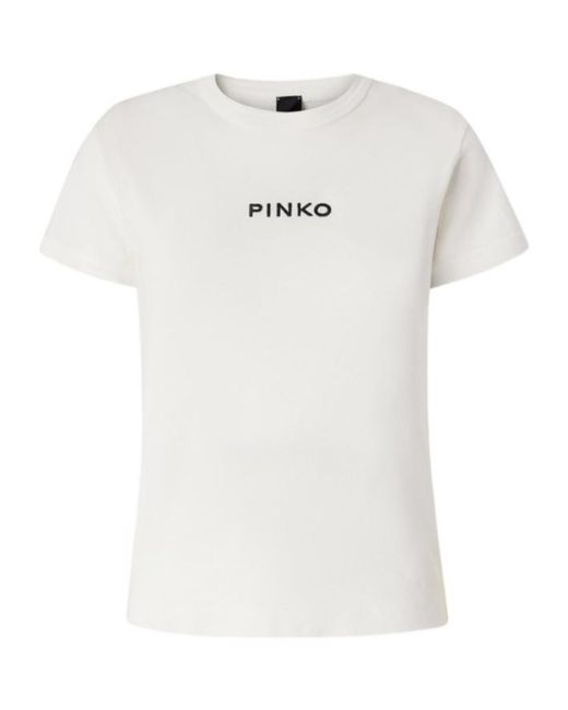 Pinko White Short-Sleeved T-Shirt With Embroidered Logo