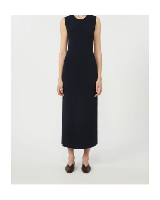 Max Mara Blue Angus Crewneck Sleevelvess Dress