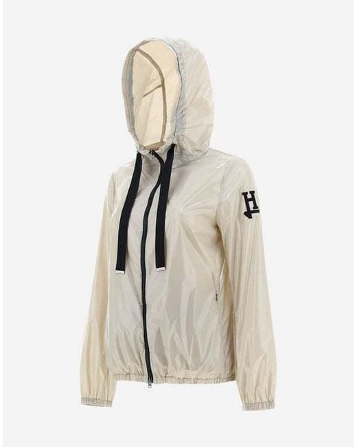 Herno White Logo-Patch Zipped Hooded Jacket