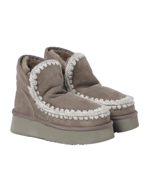 Mou Gray Mini Eskimo Platform Boots