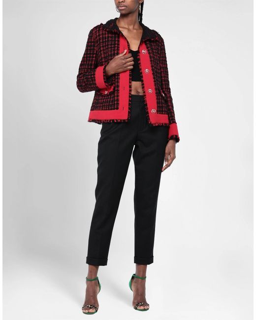 Dolce & Gabbana Red Plaid Tweed Coat