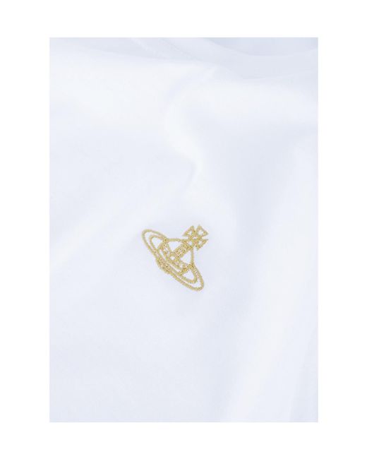 Vivienne Westwood White Embroidered Crewneck T-Shirt for men