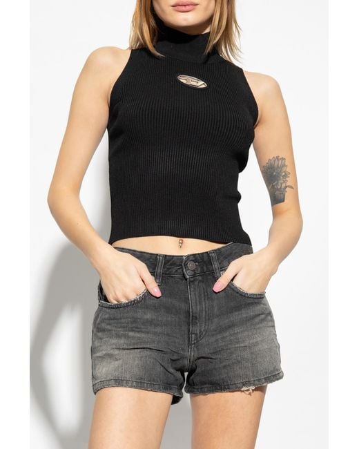 DIESEL Black M-Onervax Ribbed-Knit Turtleneck Top