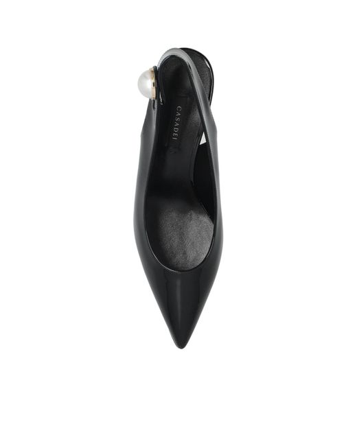 Casadei Black Pearl Embellished Slingback Pumps