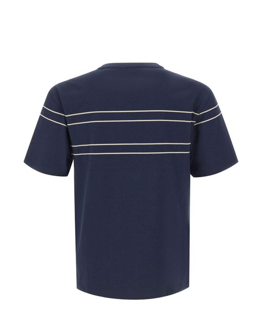 K-Way Blue Fantome Stripe Detailed Crewneck T-Shirt for men