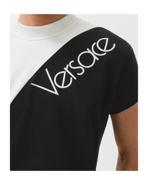 Versace Black Diagonal Logo T-Shirt for men