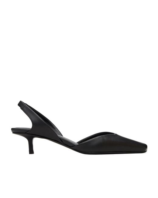 Loulou de Saison Black Akila Leather Slingback Pumps